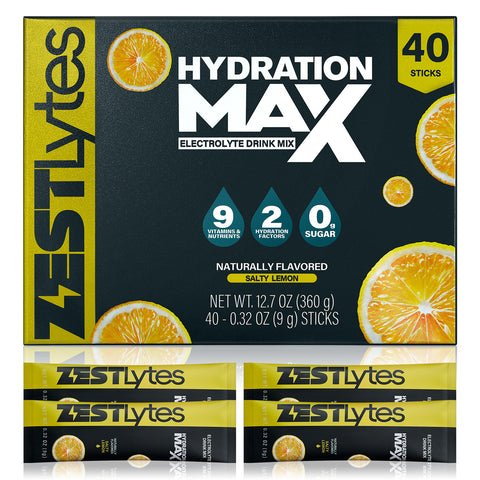 40 Sticks Sport Hydration Sugar Free Electrolyte Packets, High Sodium Low Calorie Electrolyte Powder Drink Mix, Liquid Daily IV Flavors | Salty Watermelon Raspberry Lemon Orange