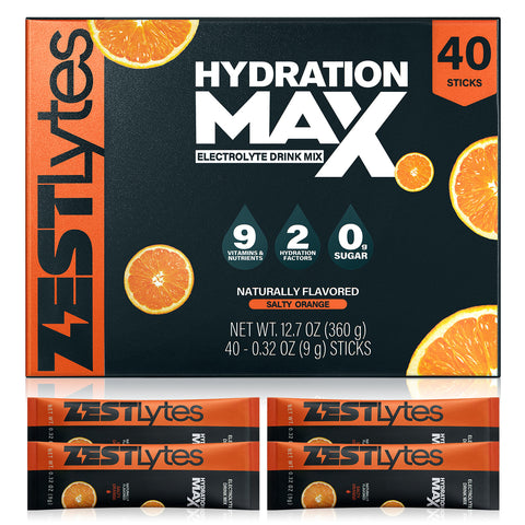 40 Sticks Sport Hydration Sugar Free Electrolyte Packets, High Sodium Low Calorie Electrolyte Powder Drink Mix, Liquid Daily IV Flavors | Salty Watermelon Raspberry Lemon Orange